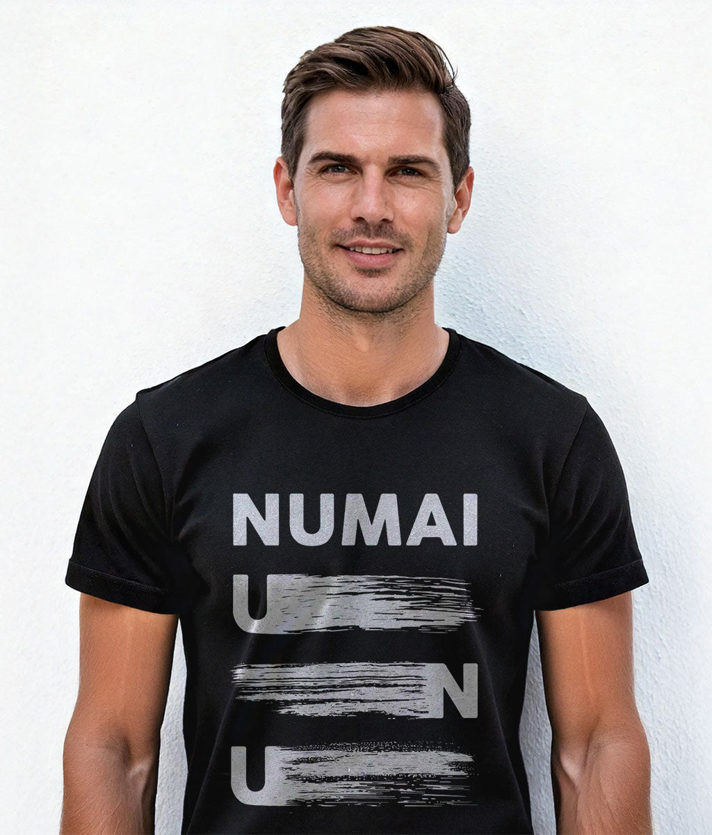 Tricou Numaiunu din bumbac organic, design unic cu litere desenate manual